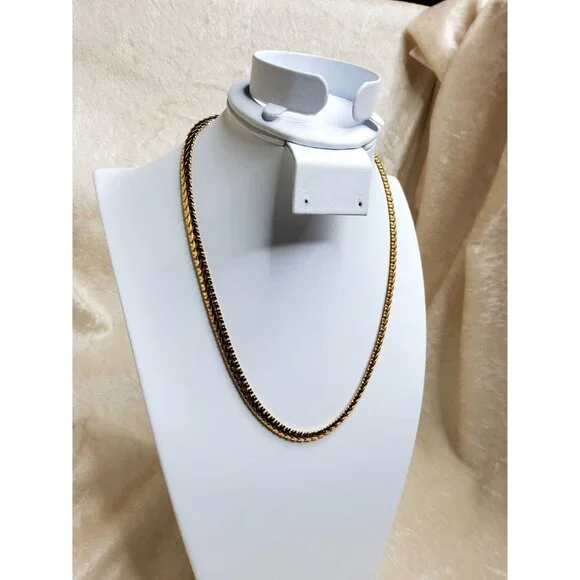 vintage unisex gold tone heavy snake chain chocker necklace - Picture 2 of 5